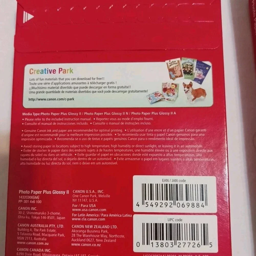 Canon - Photo Paper Plus Glossy II 4x6 - 2 x 100 Sheets/box = 200ct. - unopened
